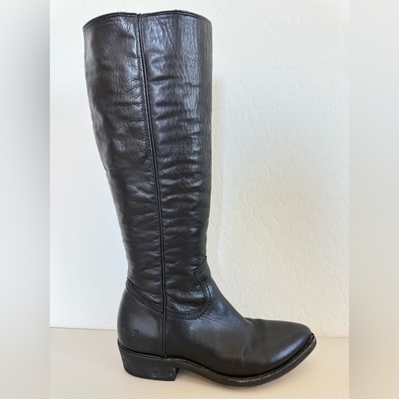 Frye Billy Inside Zip Tall Black Leather Riding Boots 3470809-BLK Size 8B - Picture 1 of 14